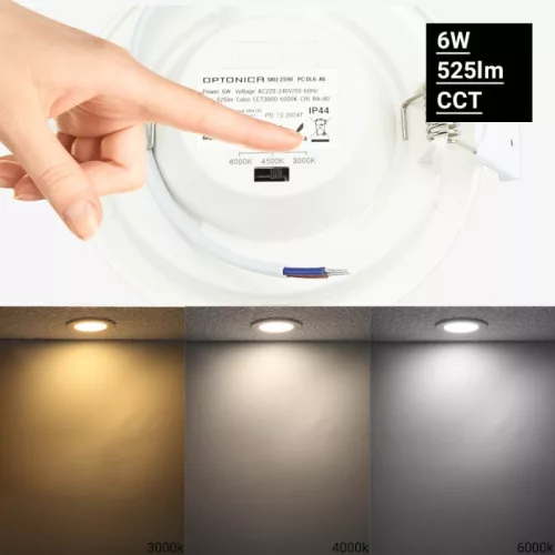6W-os beépíthető kerek LED panel 450 lumen fényerővel és IP44-es vízállósággal