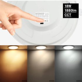 18W-os kerek, IP44 vízálló beépíthető LED panel állítható színhőmérséklettel