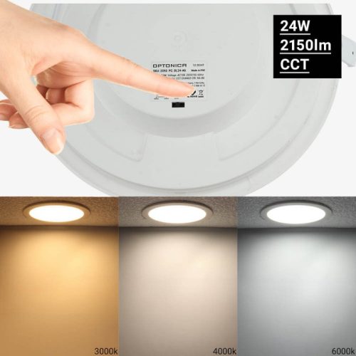 24W-os kerek, IP44 vízálló beépíthető LED panel állítható színhőmérséklettel