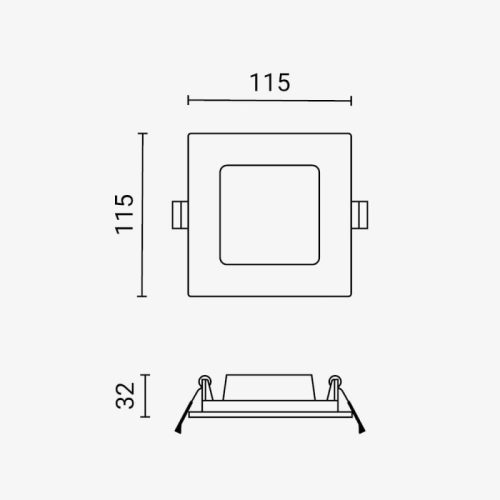 6W-os beépíthető négyzet alakú LED panel 450 lumen fényerővel és IP44-es vízállósággal