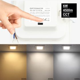 12W-os beépíthető négyzet alakú LED panel 950 lumen fényerővel és IP44-es vízállósággal