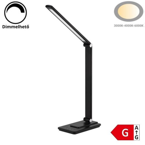 8W LED asztali lámpa – fekete – akkumulátoros – CCT állítható színhőmérséklet