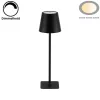 Fekete Kültéri LED Asztali Lámpa Újratölthető Akkumulátorral, 2.5W, CCT, Dimmelhető, IP44