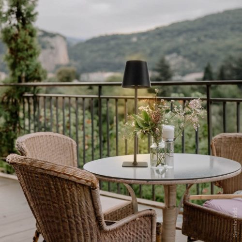 Fekete Kültéri LED Asztali Lámpa Újratölthető Akkumulátorral, 2.5W, CCT, Dimmelhető, IP44