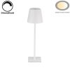 Fehér Kültéri LED Asztali Lámpa Újratölthető Akkumulátorral, 2.5W, CCT, Dimmelhető, IP44