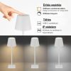 Fehér Kültéri LED Asztali Lámpa Újratölthető Akkumulátorral, 2.5W, CCT, Dimmelhető, IP44