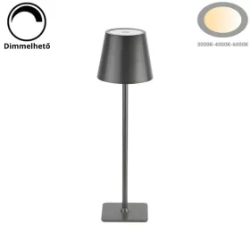   Szürke Kültéri LED Asztali Lámpa Újratölthető Akkumulátorral, 2.5W, CCT, Dimmelhető, IP44
