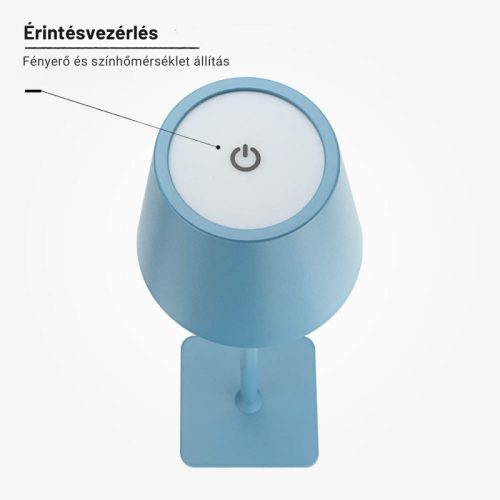 Kék Kültéri LED Asztali Lámpa Újratölthető Akkumulátorral, 2.5W, CCT, Dimmelhető, IP44