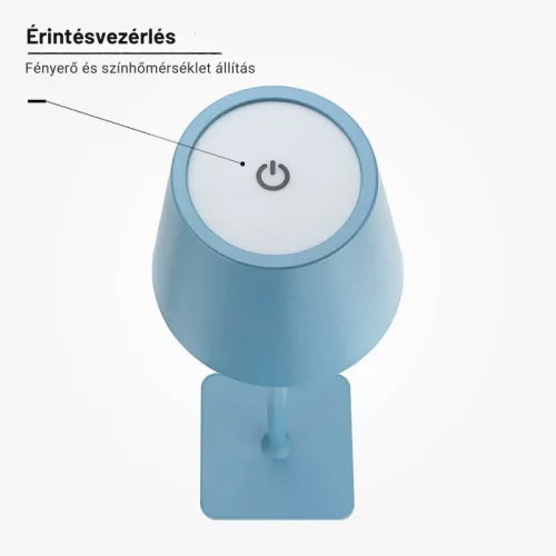 Kék Kültéri LED Asztali Lámpa Újratölthető Akkumulátorral, 2.5W, CCT, Dimmelhető, IP44