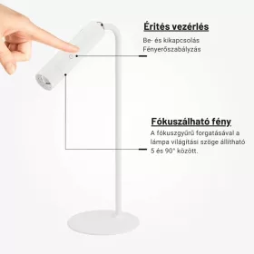 Multifunkciós LED asztali lámpa 3W – vezeték nélküli töltővel, USB kimenettel és érintésvezérléssel