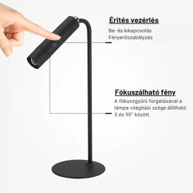   Multifunkciós LED Asztali Lámpa Vezeték nélküli, 3W, 4000K, Fekete Fali/asztali lámpa