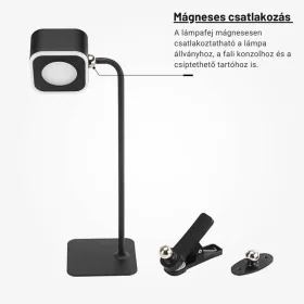  Vezeték nélküli Multifunkciós LED Asztali Lámpa, 3W, CCT, Fekete Fali/asztali lámpa