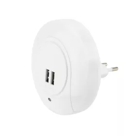Optonica 276 konnektorba dugható 0.5W-os beépített alkonyérzékelős és 2 db USB csatlakozóval ellátott automata LED éjszakai fény fehér színben
