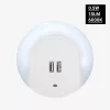 Optonica 276 konnektorba dugható 0.5W-os beépített alkonyérzékelős és 2 db USB csatlakozóval ellátott automata LED éjszakai fény fehér színben