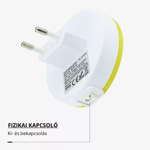 Optonica 279 konnektorba dugható 0.5W-os Smiley mintás kapcsolós LED éjszakai fény és irányfény