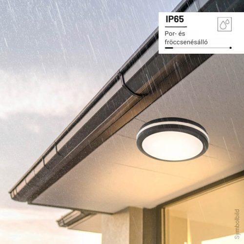 Kültéri IP védett LED mennyezeti lámpa 20W 1900lm CCT(állítható színhőmérséklet) IP65, Fekete