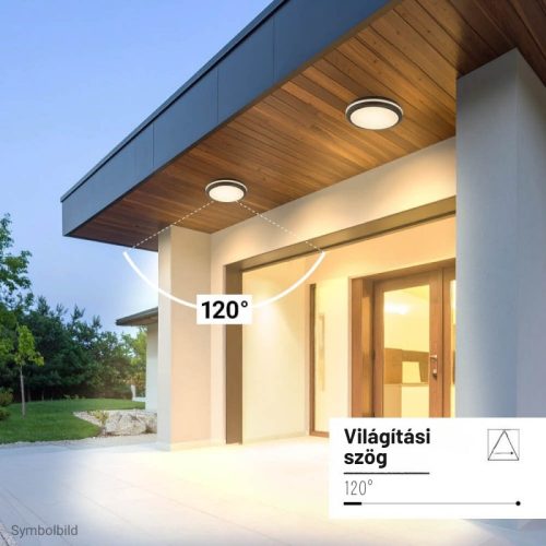 Kültéri IP védett LED mennyezeti lámpa 20W 1900lm CCT(állítható színhőmérséklet) IP65, Fekete