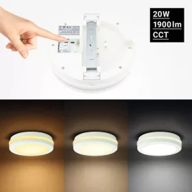   Kültéri IP védett LED mennyezeti lámpa mikrohullámú szenzorral, 20W 1900lm CCT(állítható színhőmérséklet) IP65, Fehér