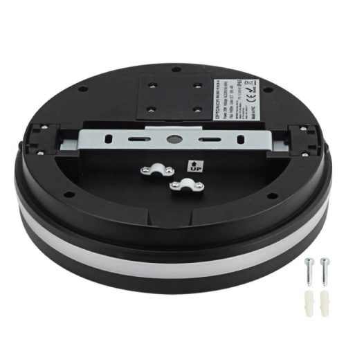 Kültéri IP védett LED mennyezeti lámpa mikrohullámú szenzorral, 20W 1900lm CCT(állítható színhőmérséklet) IP65, Dimmelhető, Fekete