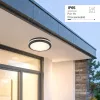 Kültéri IP védett LED mennyezeti lámpa mikrohullámú szenzorral, 30W 3000lm CCT(állítható színhőmérséklet) IP65, Fekete