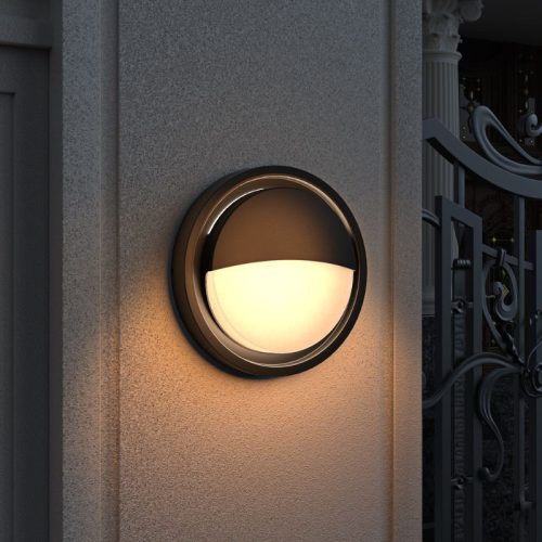 Masszív, 24W-os, fekete, IP65 vízálló kültéri LED fali lámpa