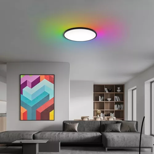 Állítható színhőmérsékletű mennyezeti lámpa RGB háttérfénnyel 18W 29cm 1440lm fekete