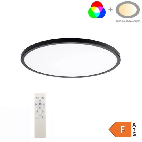 Állítható színhőmérsékletű mennyezeti lámpa RGB háttérfénnyel 24W 42cm 1920lm fekete