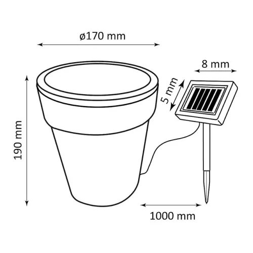 Napelemes Világító Virágcserép 19cm LED