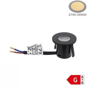   Süllyesztett bútor spotlámpa 1W 230V meleg fehér kerek fekete