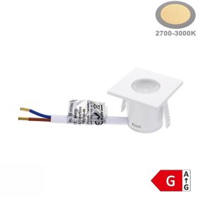   Süllyesztett bútor spotlámpa 1W 230V meleg fehér négyzet fehér