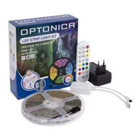   Optonica RGB LED szalag szett zenevezérlővel és távirányítóval 5m 12V 60LED IP54