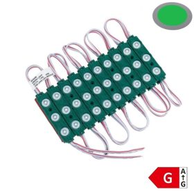 Vízálló 12V-os Optonica LED modul 3 lencsés SMD LED-del zöld színben 1,5W