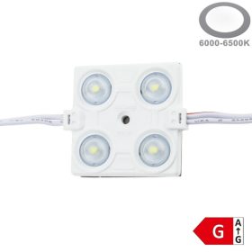 Extra erős, 2.4 Wattos vízálló Optonica 12V LED modul 4 lencsével hideg fehér színben
