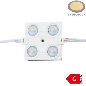 Extra erős, 2.4 Wattos vízálló Optonica 12V LED modul 4 lencsével meleg fehér színben
