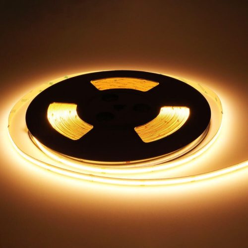 25 méteres tekercs 48V COB LED szalag, meleg fehér fénnyel
