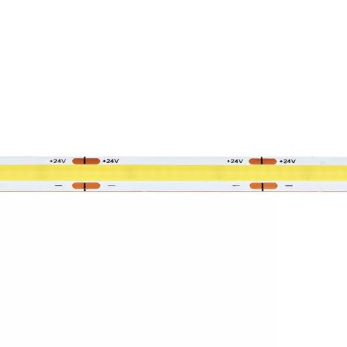 Pöttymentes, egybefüggő fényű 24V COB LED szalag hideg fehér 6000K fénnyel, 320led, kiváló CRI 91 színvisszaadással, 5 méteres tekercsben