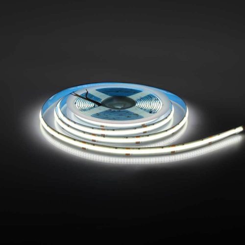 Prémium, 24V-os COB CCT LED szalag, ami pontmentes, szabályozható színhőmérsékletű fényt ad