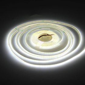 3mm széles, 24V-os, 7W/méter COB LED szalag 384 LED/m sűrűséggel, homogén, pontmentes hideg fehér fénnyel
