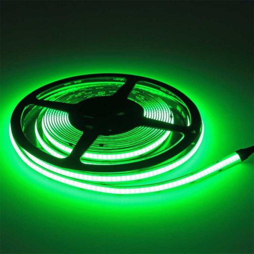 RGB COB LED szalag 24V, 14W/méter, 576 LED/m sűrűséggel, homogén, pontmentes színváltó fénnyel.