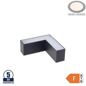   Sarok csatlakozó lineáris lámpához, slim, 8W természetes fehér, fekete