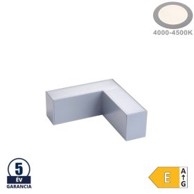   Sarok csatlakozó lineáris lámpához, slim, 8W természetes fehér, szürke