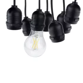   Kültéri fényfüzér 14m, E27, 15 db függő foglalat, sorolható