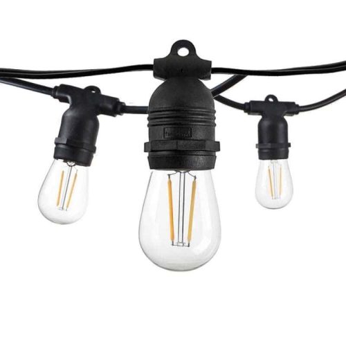 Kültéri fényfüzér 14m, E27, 15 db fix foglalat, sorolható