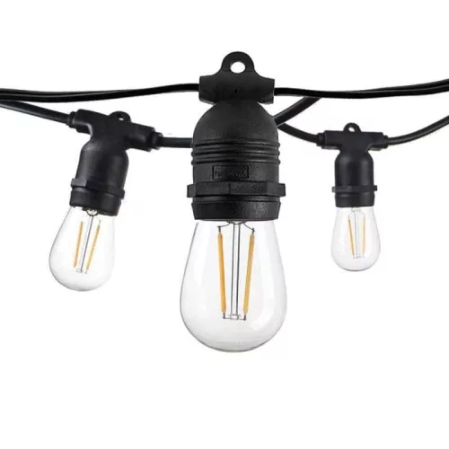 Kültéri fényfüzér 14m, E27, 15 db fix foglalat, sorolható