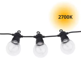   Meleg fényű kültéri fényfüzér 8m, 10 db gömb, sorolható