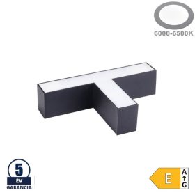   T csatlakozó lineáris lámpához, slim, 12W hideg fehér, fekete