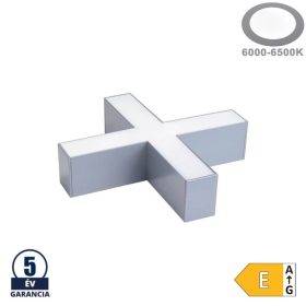   X csatlakozó lineáris lámpához, slim, 20W hideg fehér, szürke