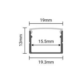 Magasított alumínium profil (19x13mm) opál burával 2m