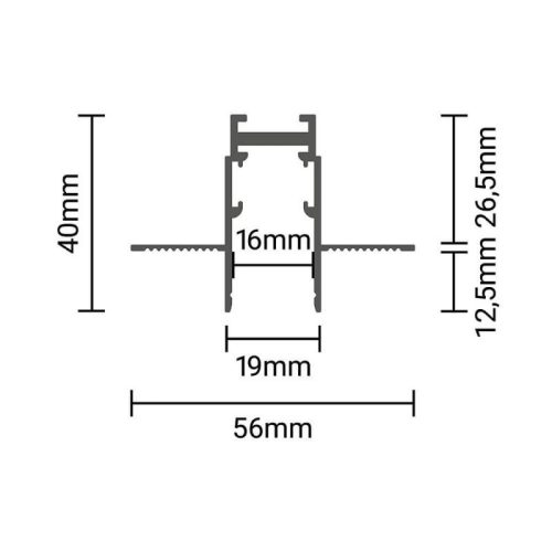 Beépíthető mágneses sín R15 48V 2 méter fekete V2