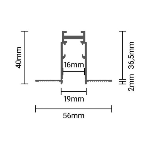 Süllyeszthető mágneses sín R15 48V 1,5 méter fekete